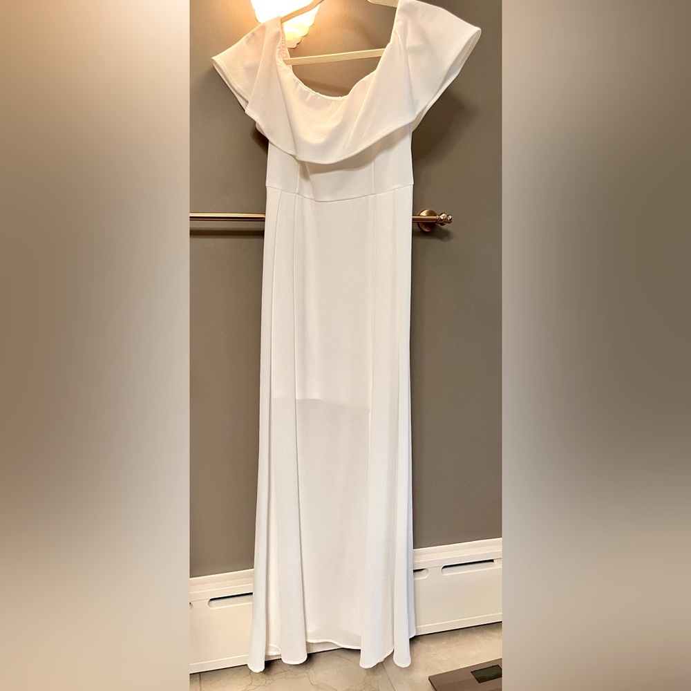 Wear White! Beautifully Feminine Off the Shoulder Maxi Dress